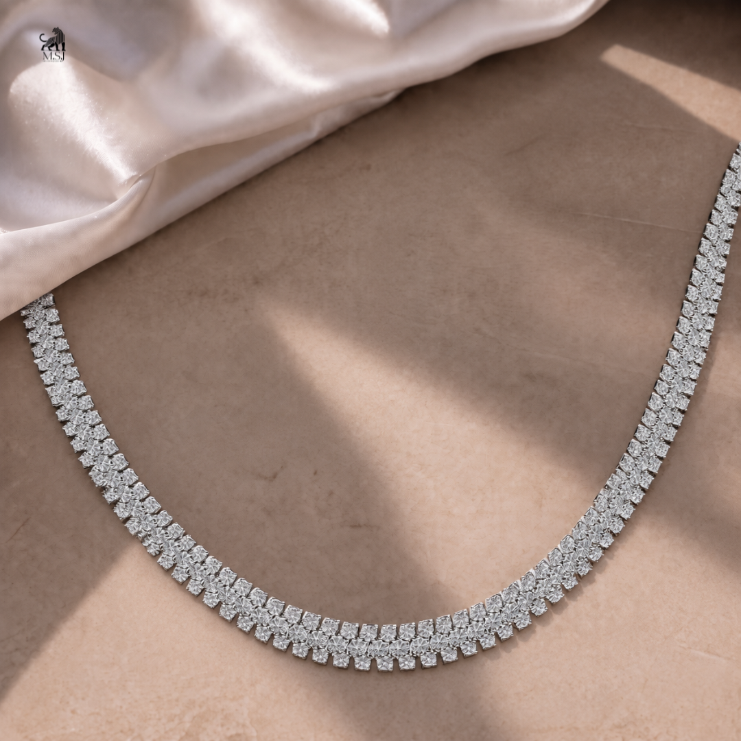 Élan Double Row Diamond Tennis Necklace - lab-grown diamond necklace, styled product photo