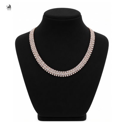 Élan Double Row Diamond Tennis Necklace in rose gold