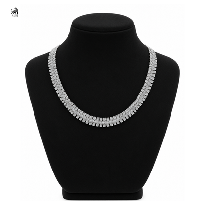 Élan Double Row Diamond Tennis Necklace in white gold