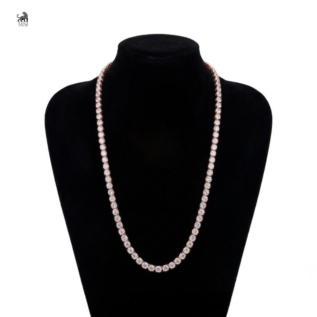 Eterna Round Diamond Tennis Necklace in rose gold