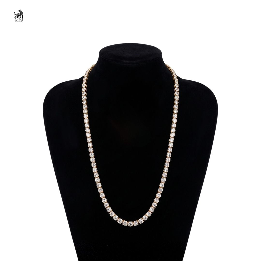 Eterna Round Diamond Tennis Necklace in yellow gold