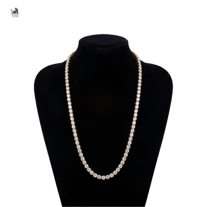 Eterna Round Diamond Tennis Necklace in yellow gold