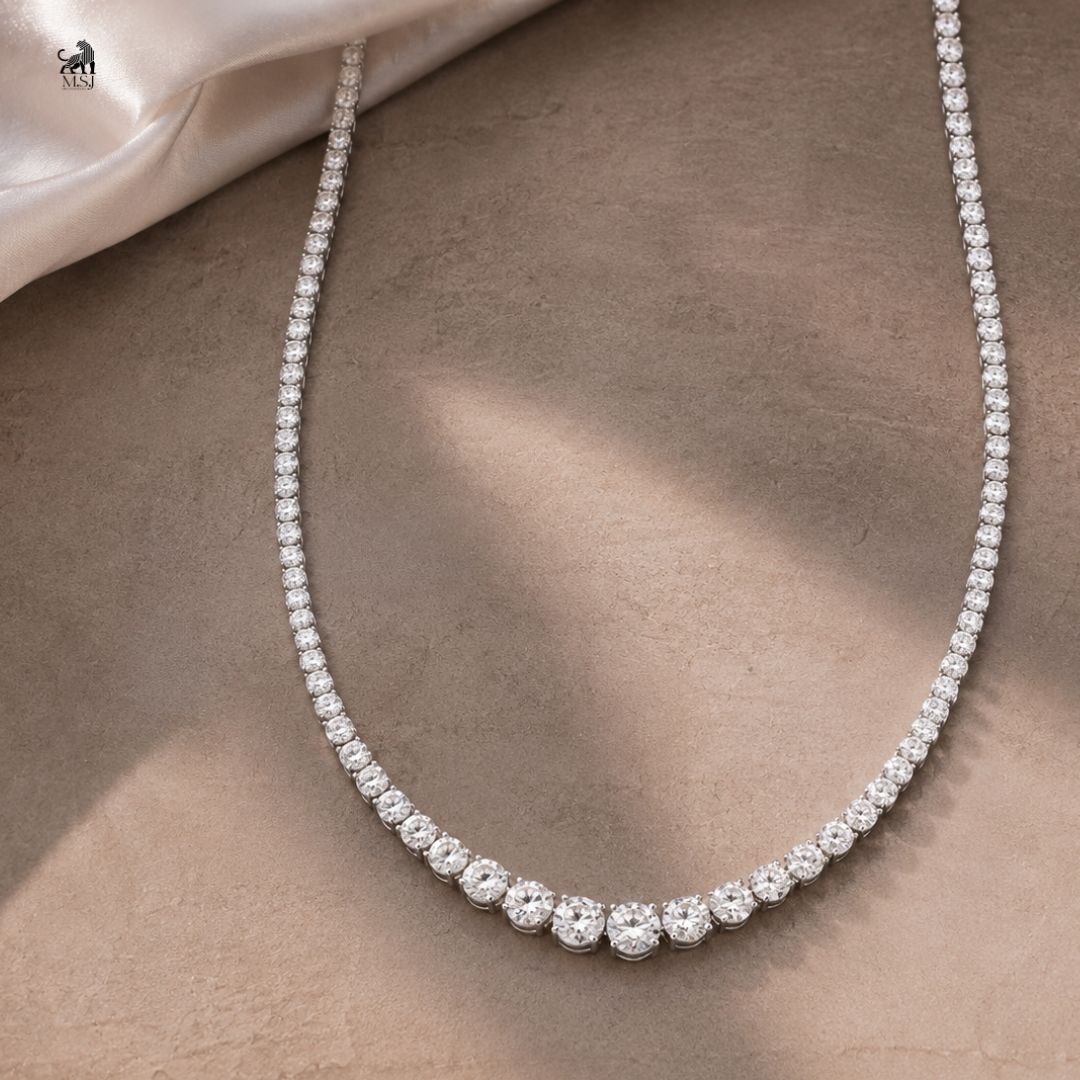 Aurelia Graduated Diamond Necklace - lab-grown diamond necklace, styled product photo