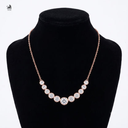 Celeste Graduated Bezel Diamond Necklace in rose gold