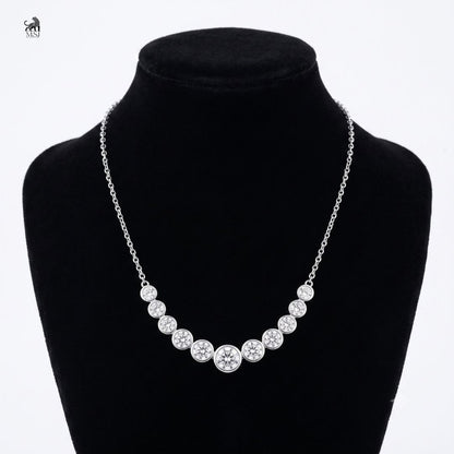 Celeste Graduated Bezel Diamond Necklace in white gold
