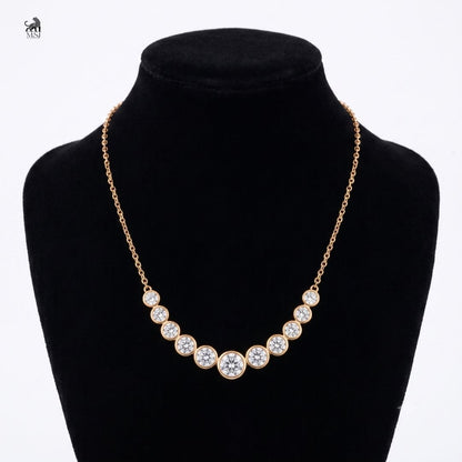 Celeste Graduated Bezel Diamond Necklace in yellow gold