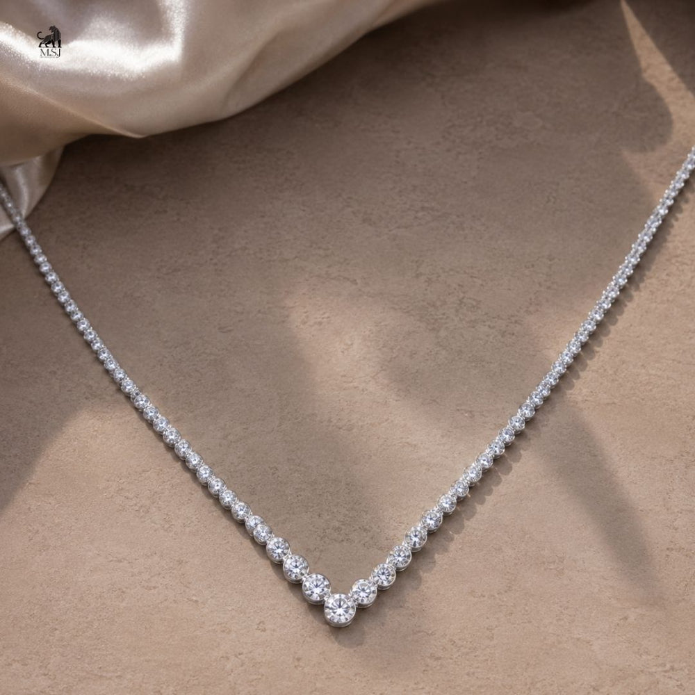 Vela Diamond V-Contour Necklace - lab-grown diamond necklace, styled product photo