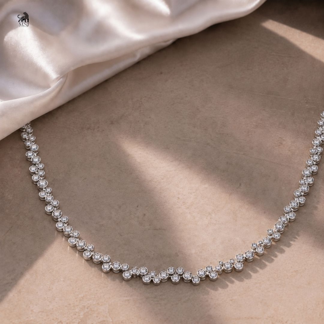 Elara Bloom Diamond Necklace - lab-grown diamond necklace, styled product photo