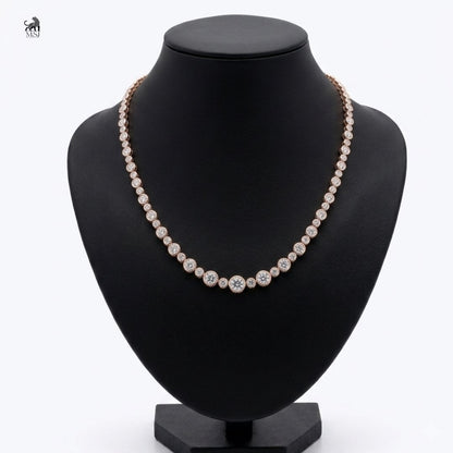 Luminara Graduated Halo Diamond Necklace in rose gold
