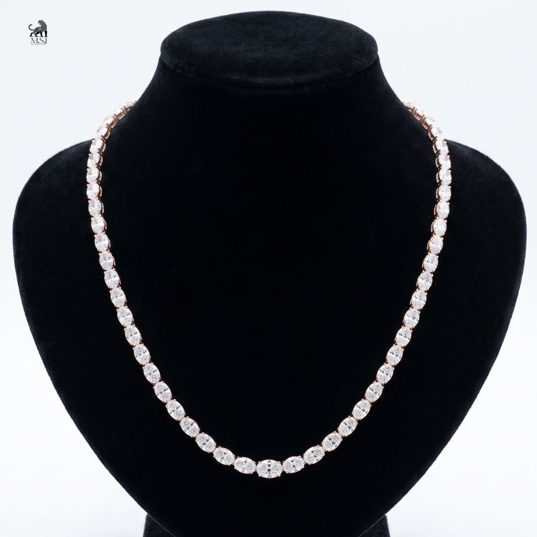 Élan Oval Diamond Riviera Necklace in rose gold