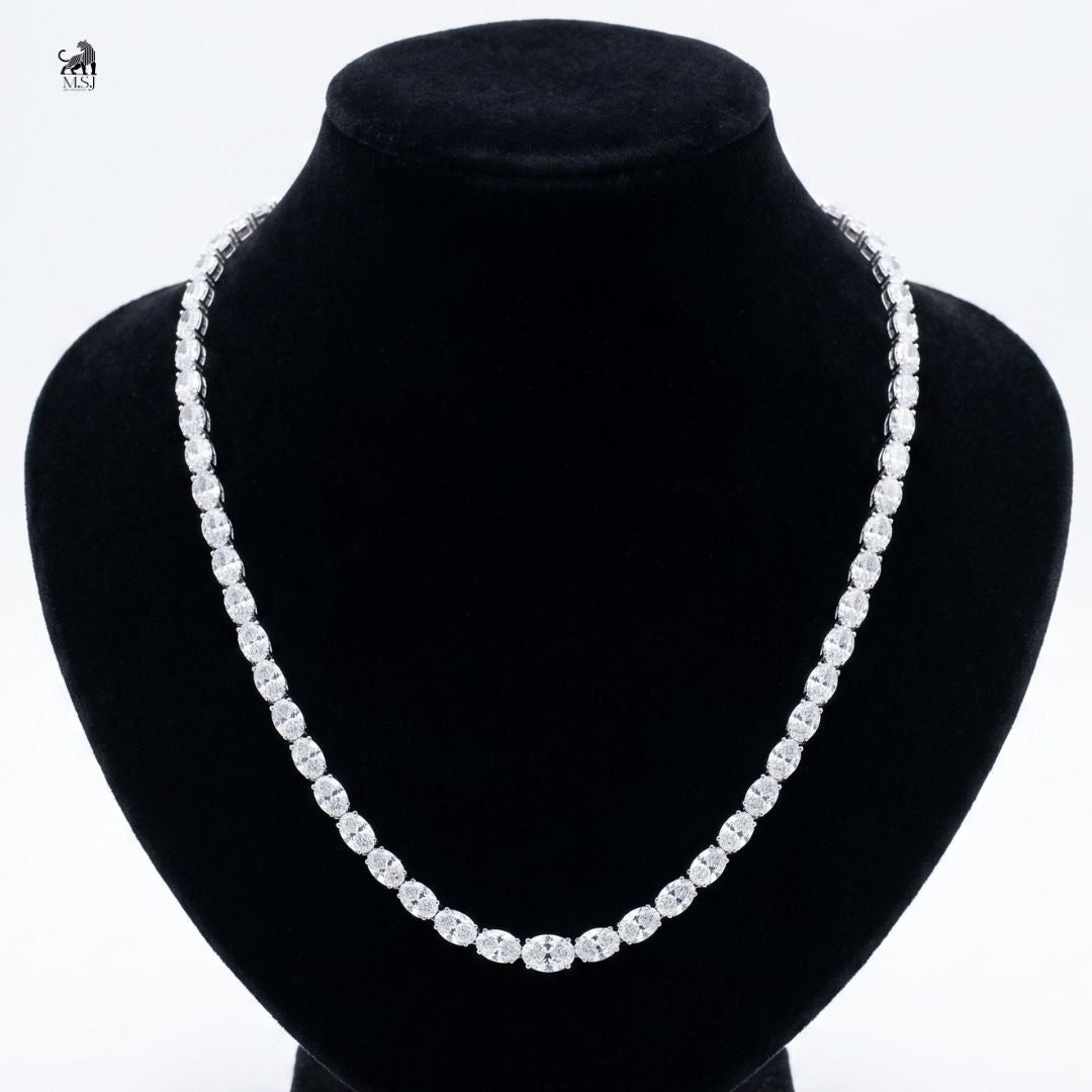 Élan Oval Diamond Riviera Necklace in white gold