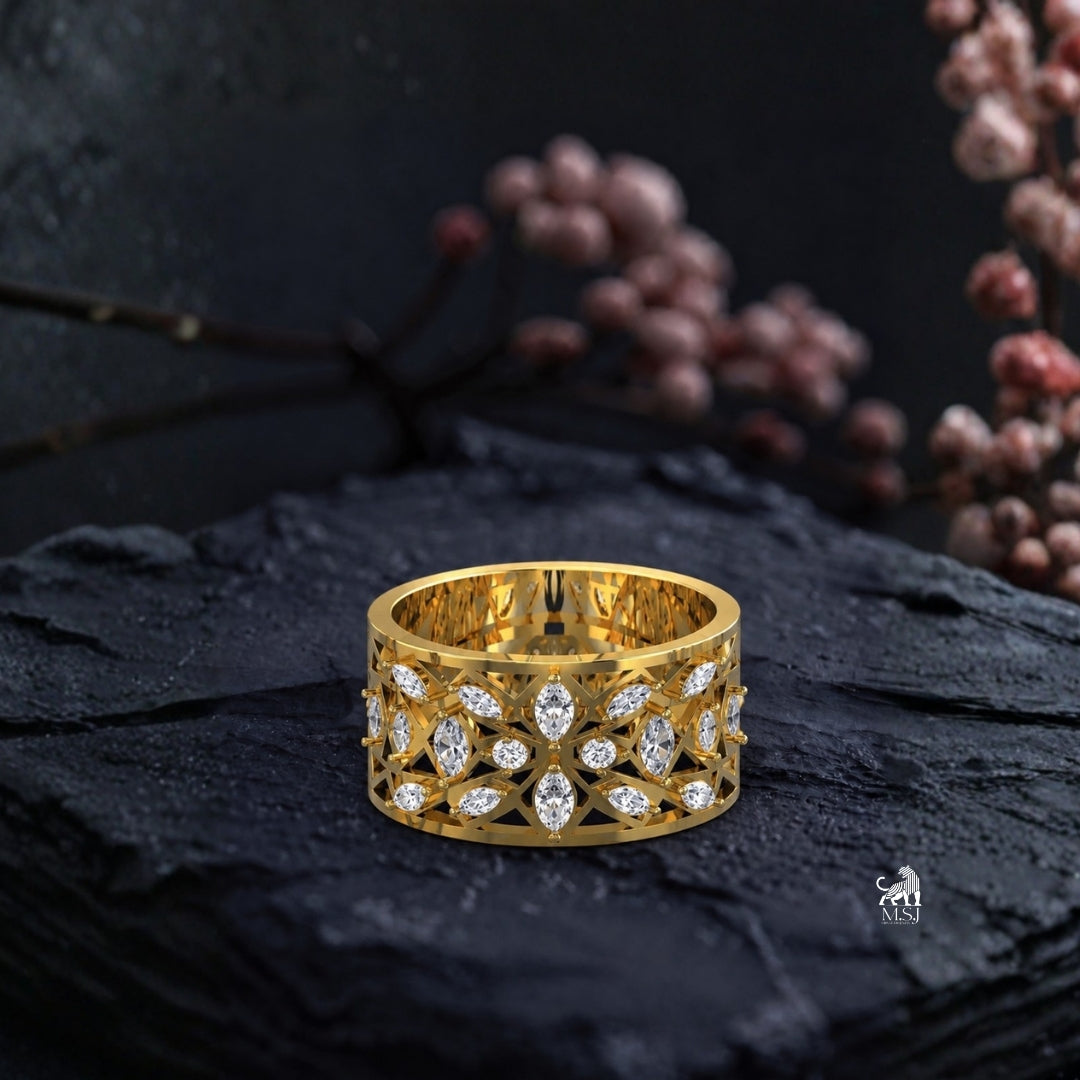 The Mosaic Heritage Band - lab-grown diamond ring, styled product photo