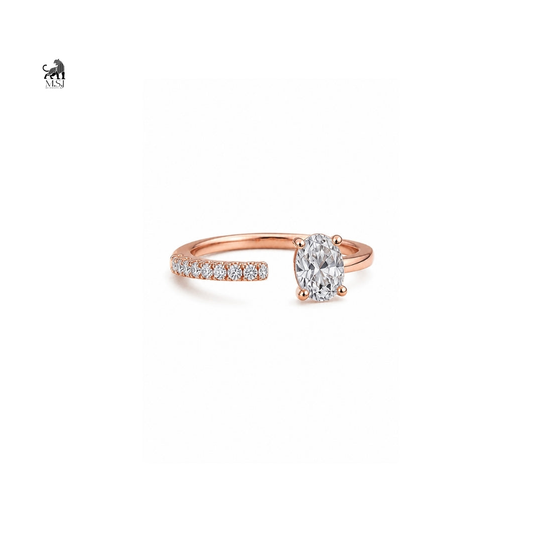 The Meridian Open Oval Ring in rose gold