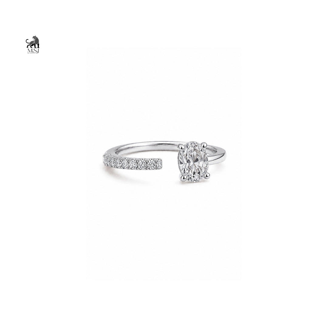 The Meridian Open Oval Ring in white gold