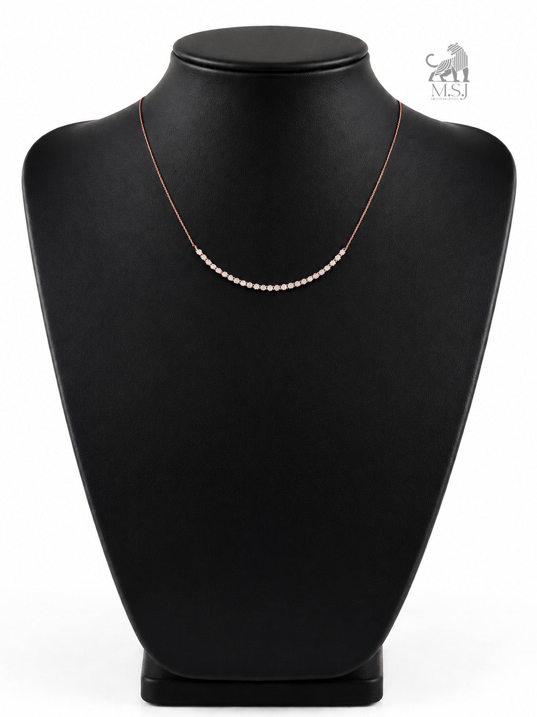 Curved Diamond Bar Necklace