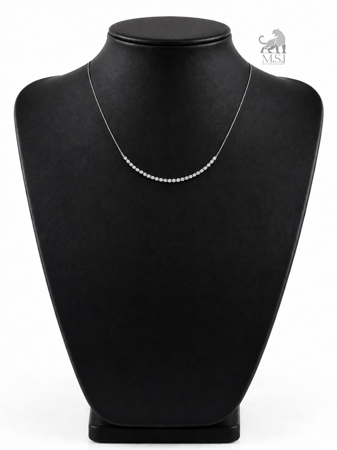 Curved Diamond Bar Necklace