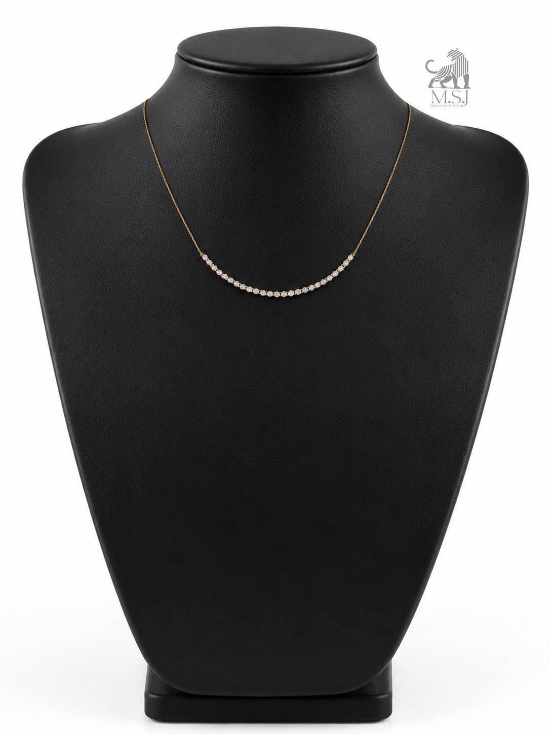 Curved Diamond Bar Necklace