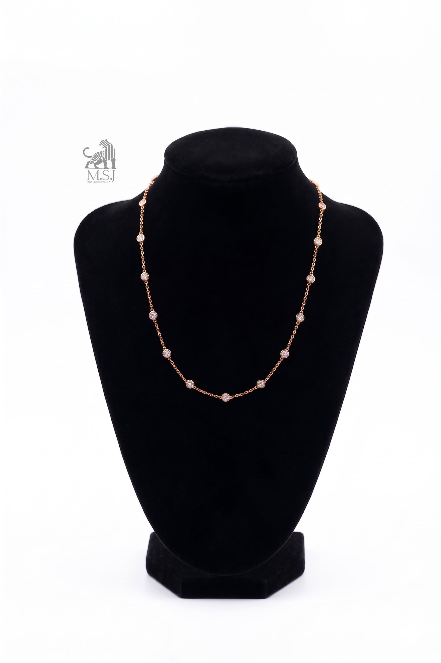 Bezel Set Diamond Station Necklace