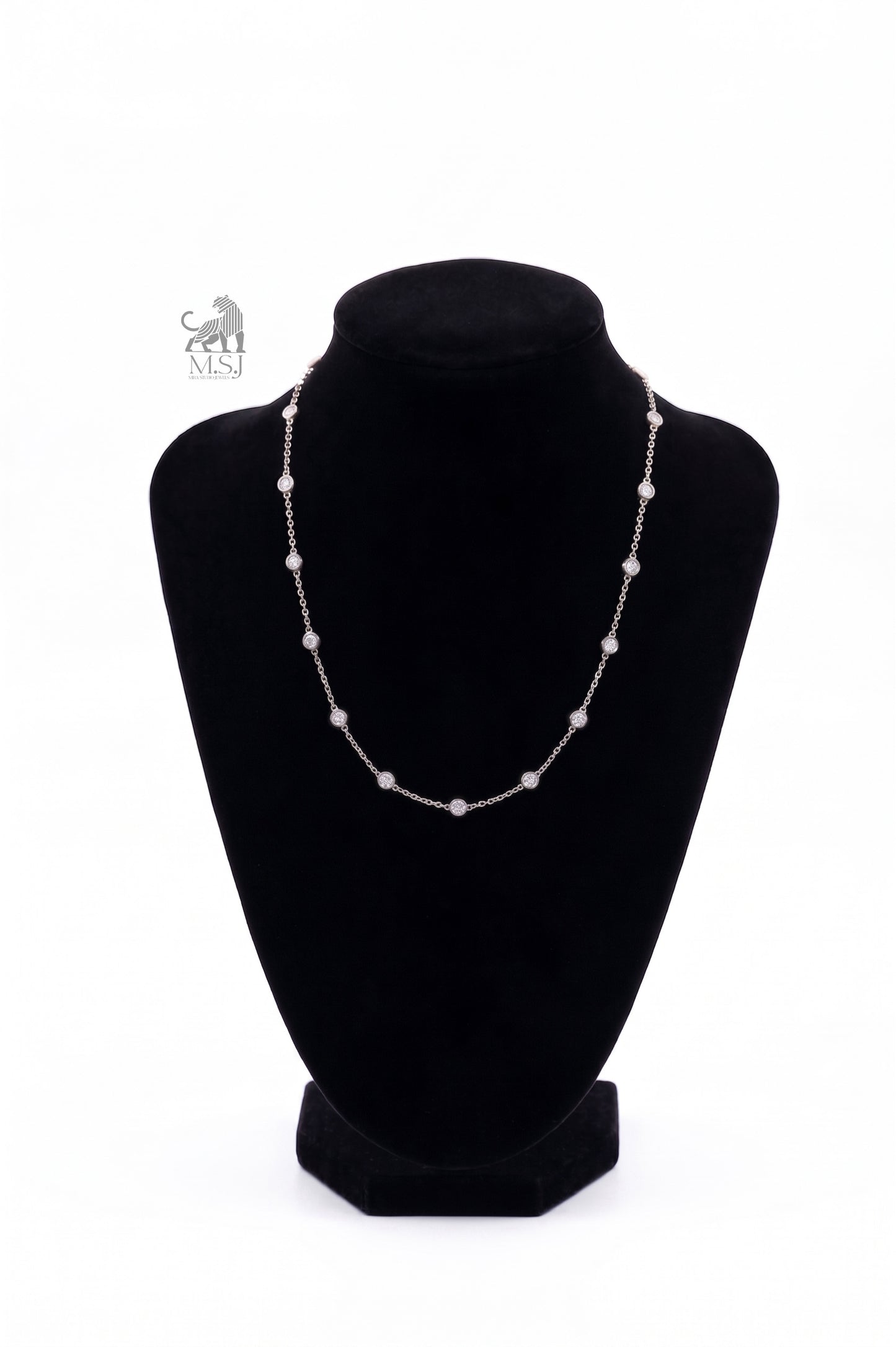 Bezel Set Diamond Station Necklace