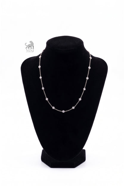 Bezel Set Diamond Station Necklace