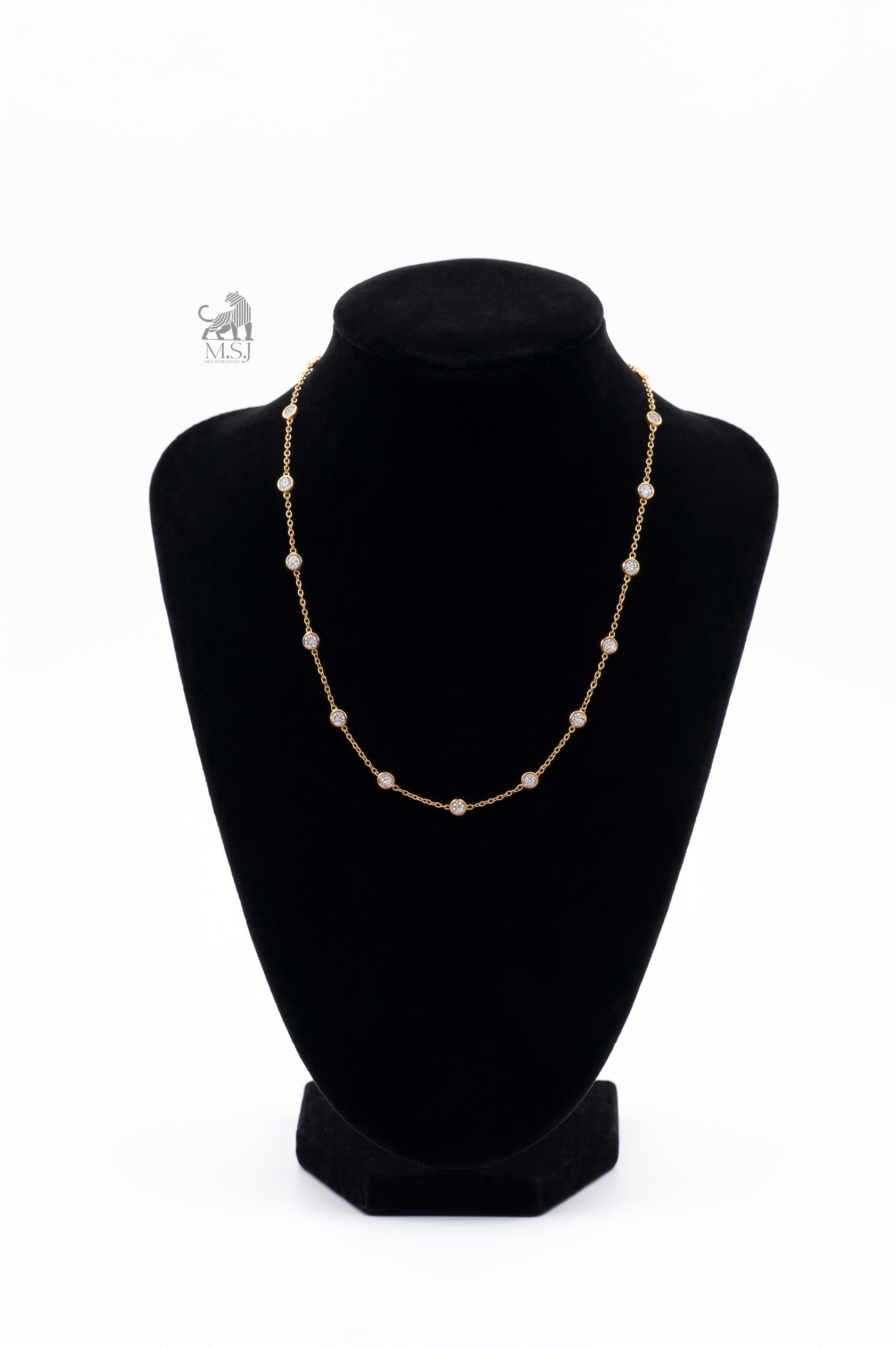 Bezel Set Diamond Station Necklace