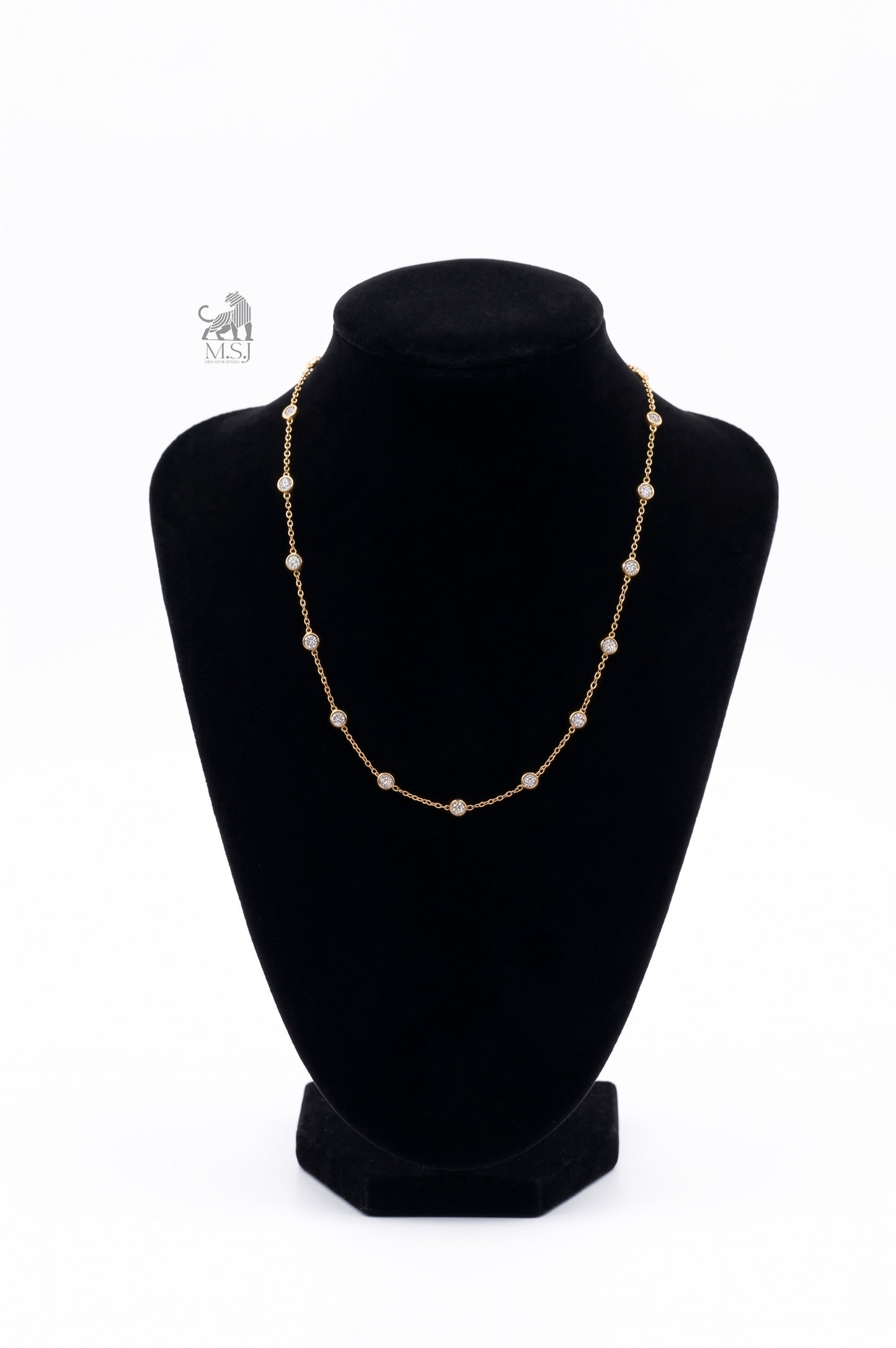 Bezel Set Diamond Station Necklace