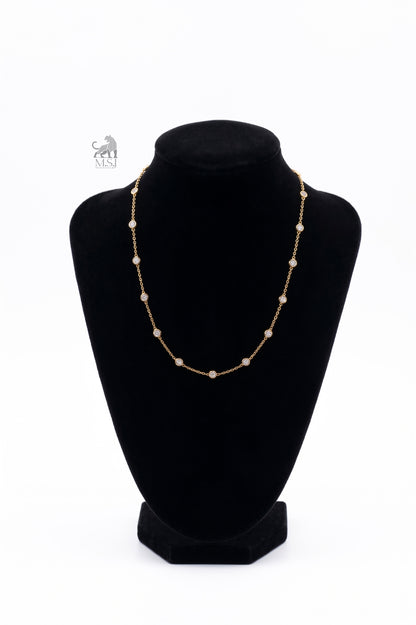 Bezel Set Diamond Station Necklace