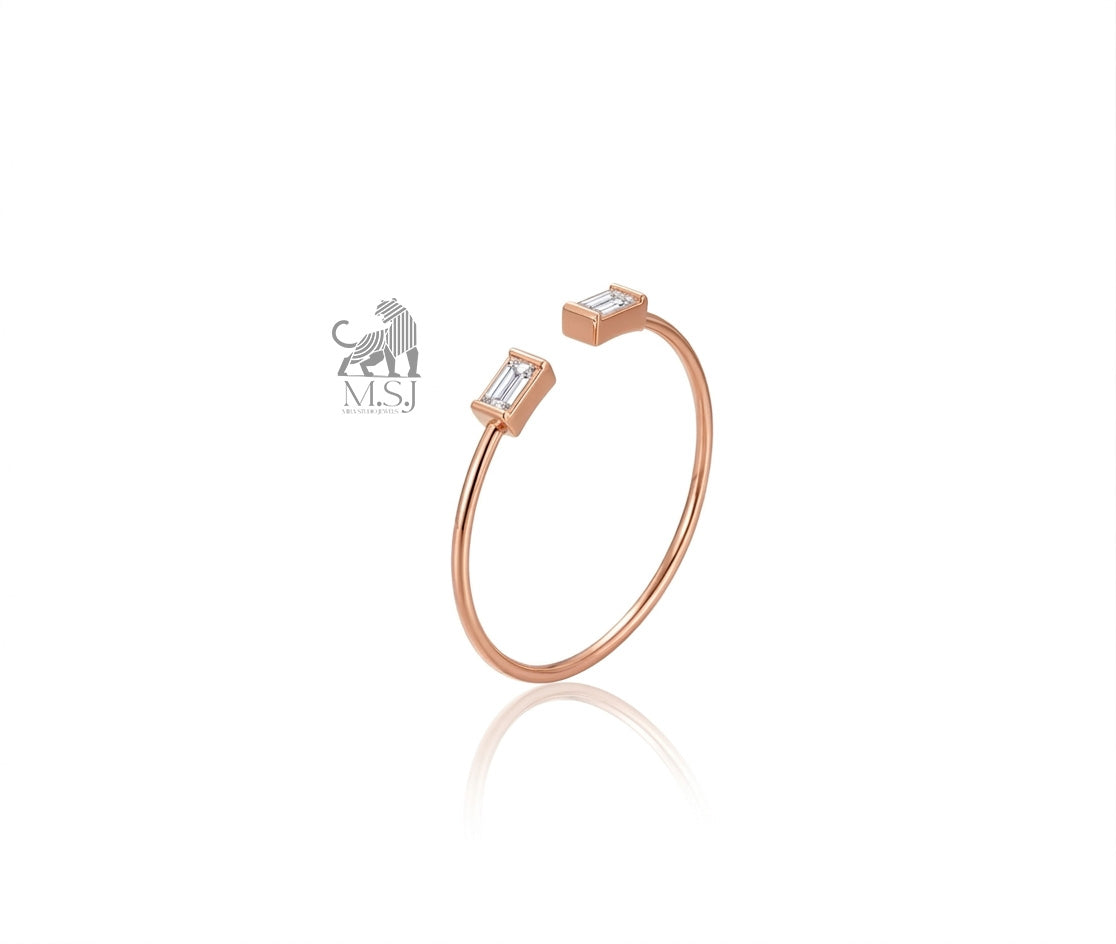 Aurora Twin Baguette Open Ring