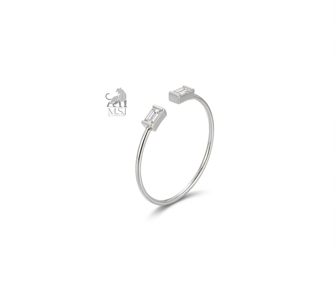 Aurora Twin Baguette Open Ring