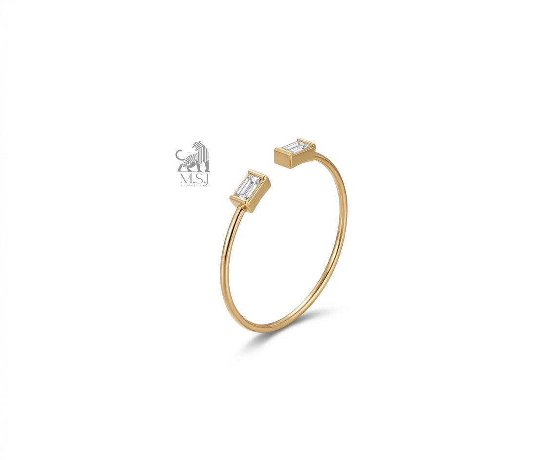 Aurora Twin Baguette Open Ring