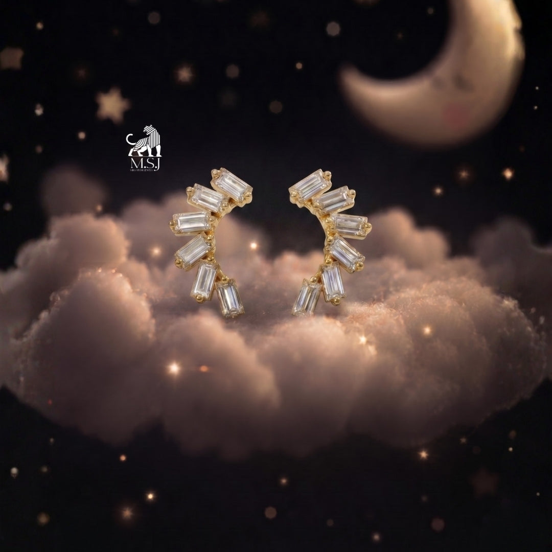 Celestial Baguette Diamond Ear Climbers