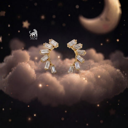 Celestial Baguette Diamond Ear Climbers
