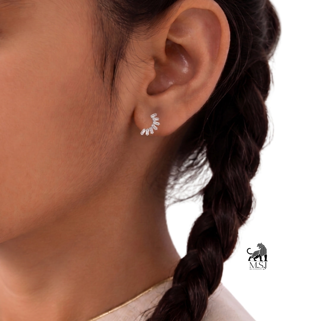 Celestial Baguette Diamond Ear Climbers