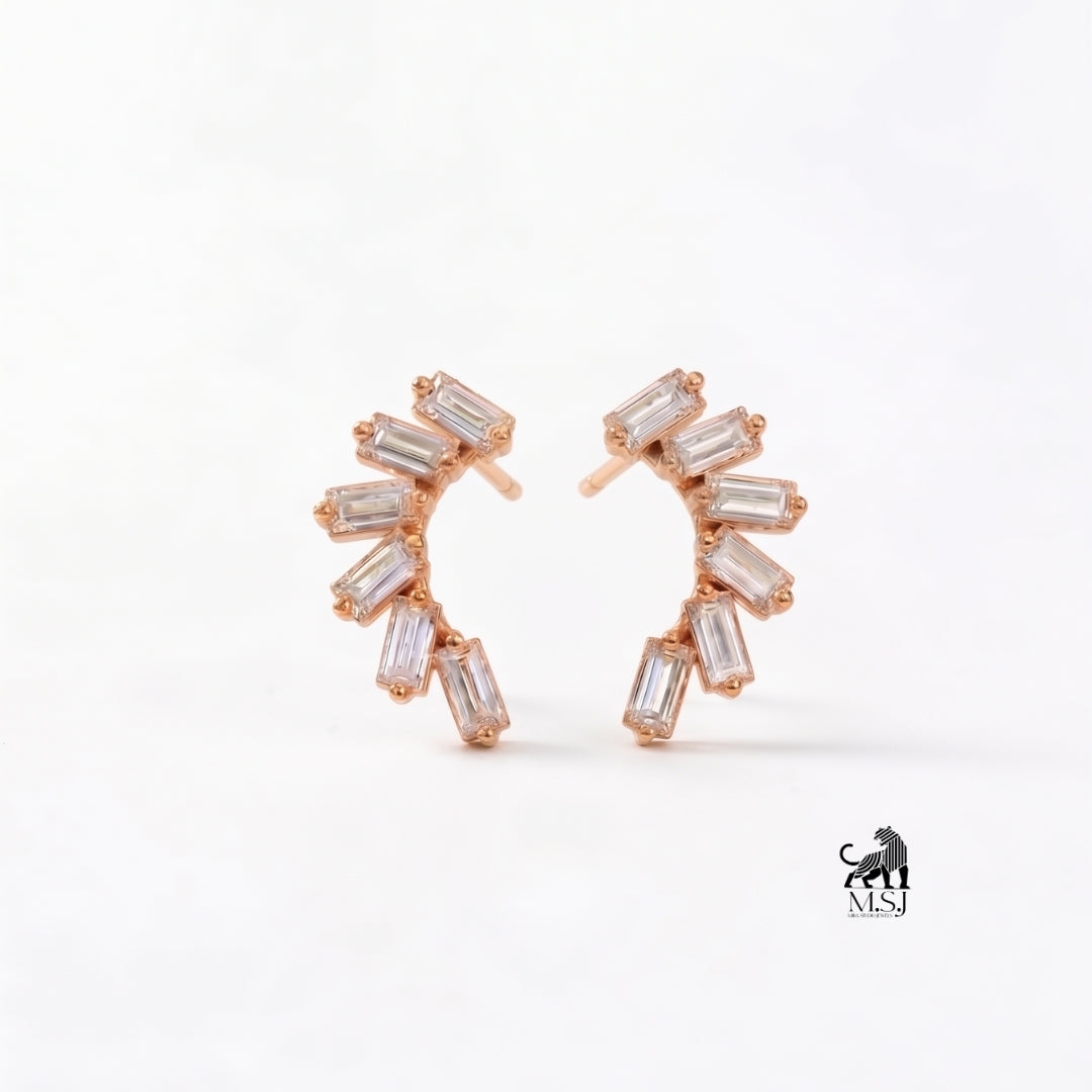 Celestial Baguette Diamond Ear Climbers