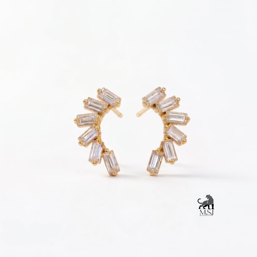 Celestial Baguette Diamond Ear Climbers
