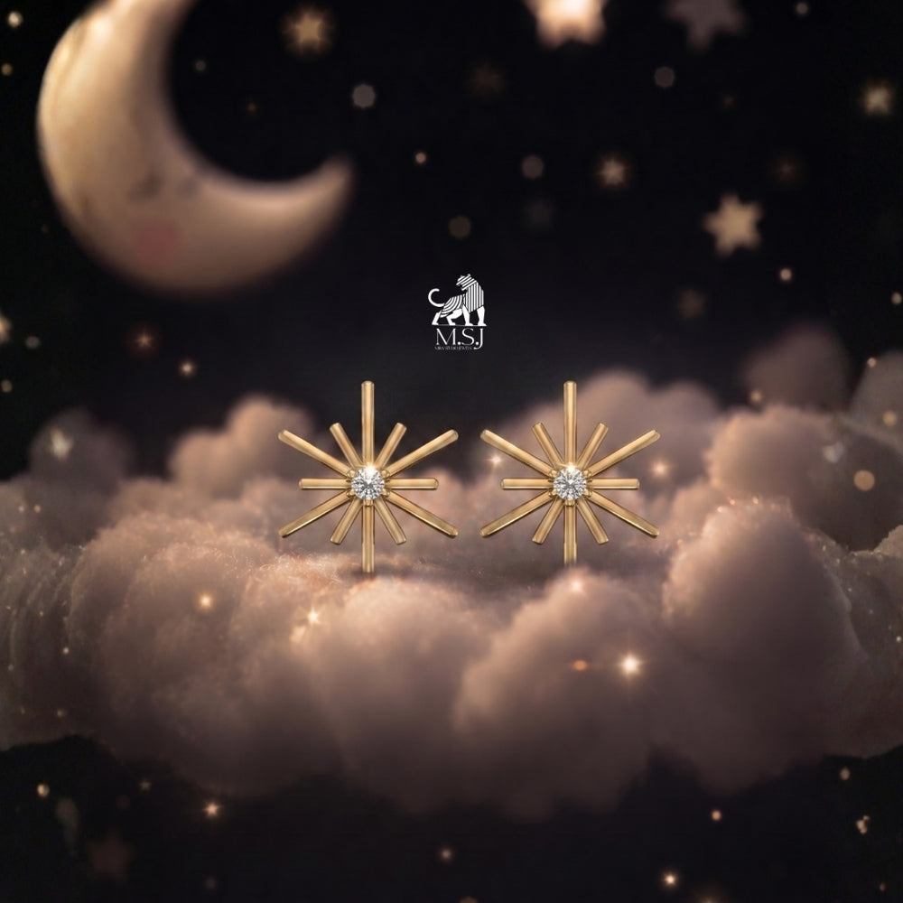 Celeste Starburst Diamond Stud Earrings