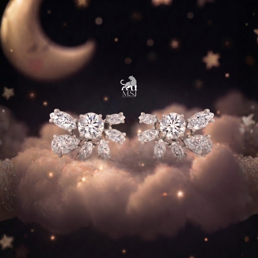 Celestial Bloom Diamond Statement Stud Earrings