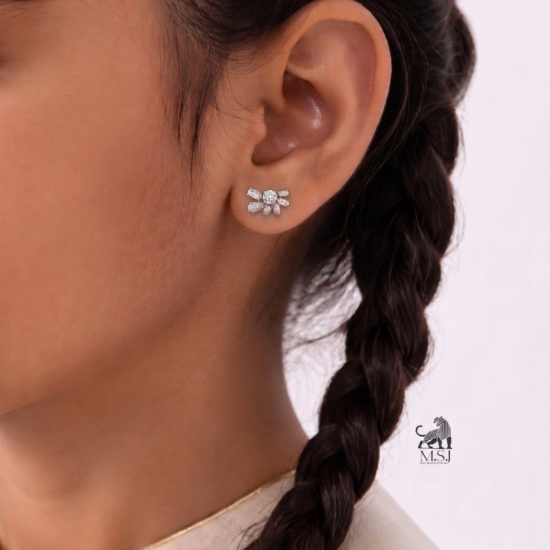 Celestial Bloom Diamond Statement Stud Earrings