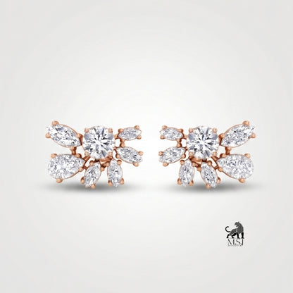 Celestial Bloom Diamond Statement Stud Earrings