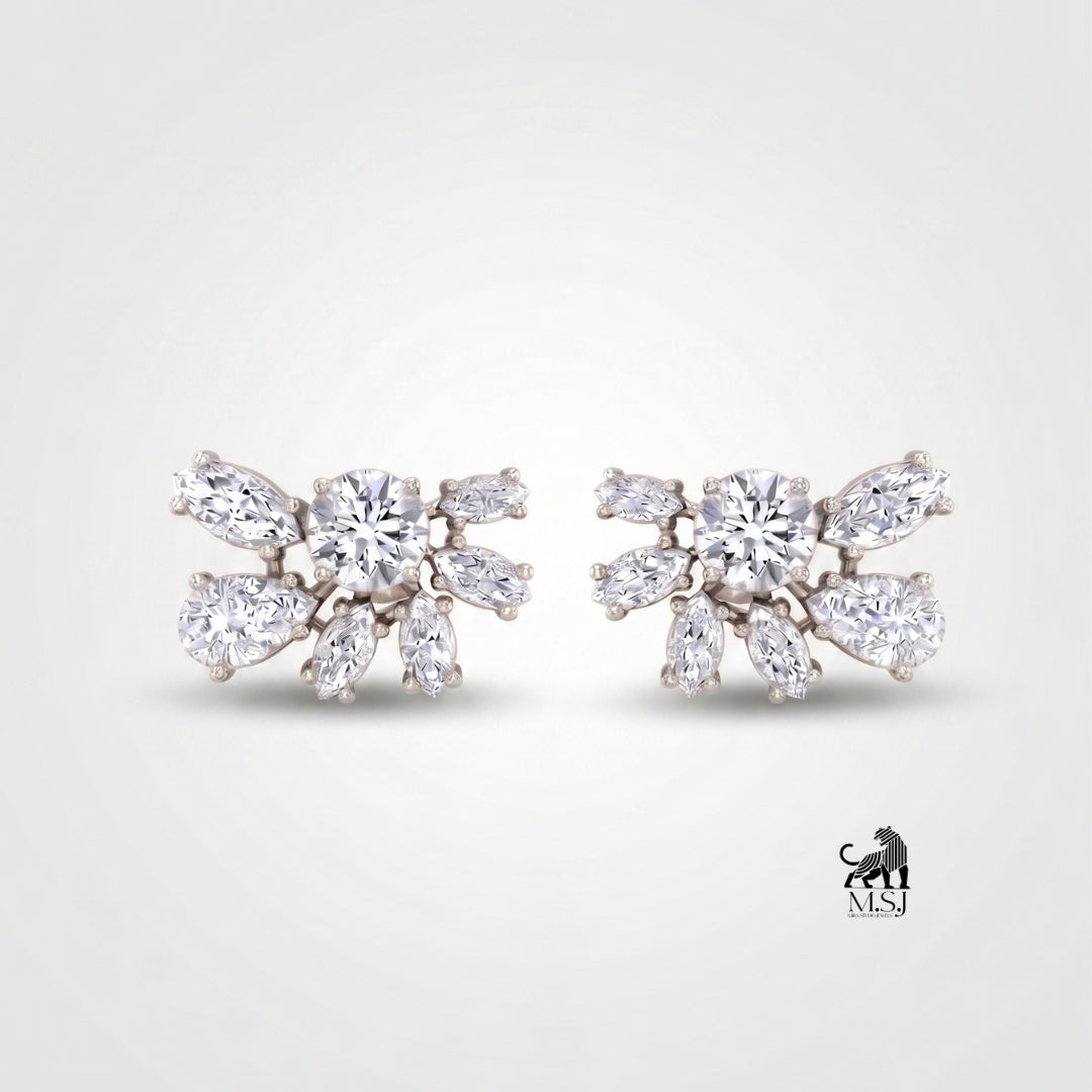 Celestial Bloom Diamond Statement Stud Earrings