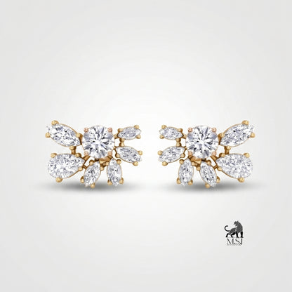 Celestial Bloom Diamond Statement Stud Earrings