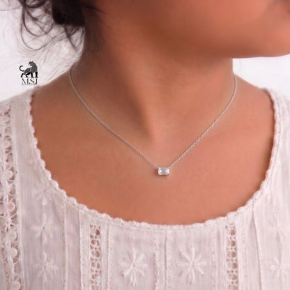 Emerald-Cut Solitaire Diamond Necklace