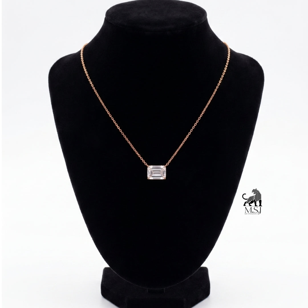 Emerald-Cut Solitaire Diamond Necklace