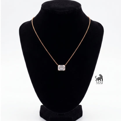 Emerald-Cut Solitaire Diamond Necklace