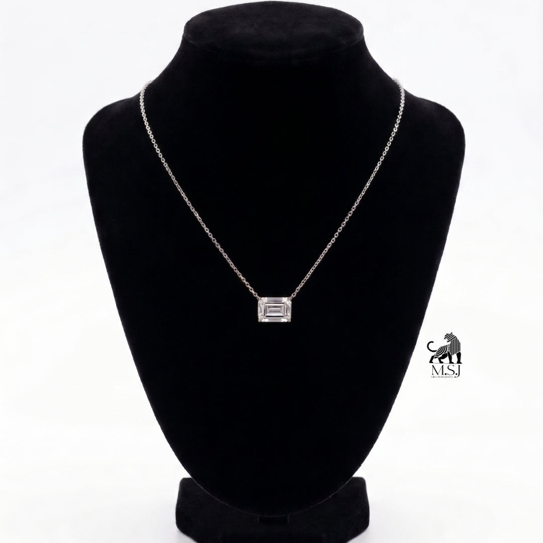 Emerald-Cut Solitaire Diamond Necklace