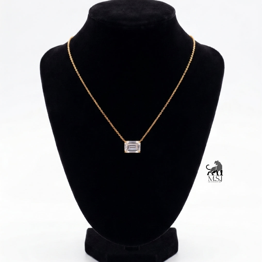 Emerald-Cut Solitaire Diamond Necklace