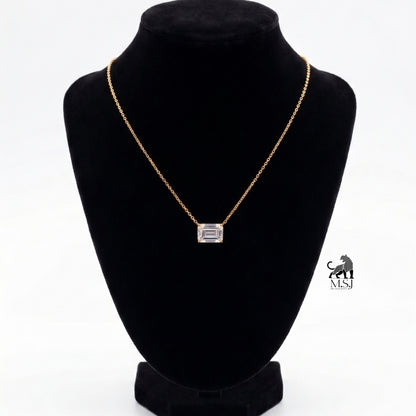 Emerald-Cut Solitaire Diamond Necklace