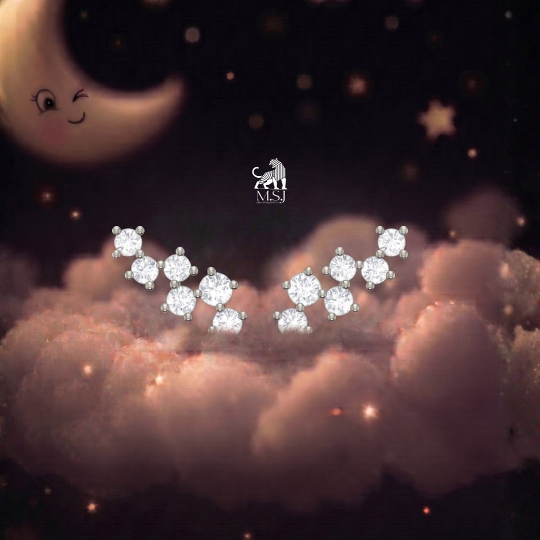 Celestial Diamond Ear Climber Stud Earrings