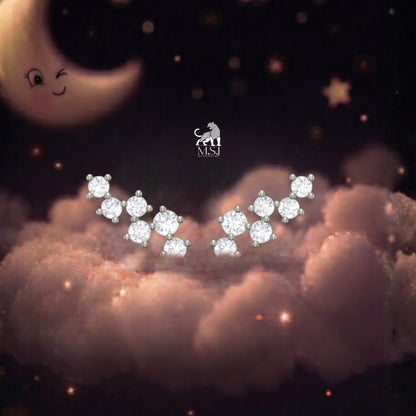 Celestial Diamond Ear Climber Stud Earrings