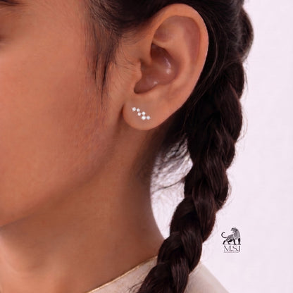 Celestial Diamond Ear Climber Stud Earrings